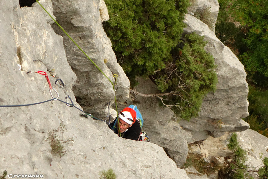 escalade trad, Verdon, grand evoie