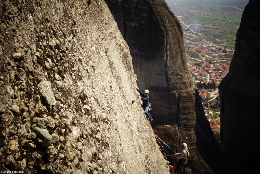 Escalade Météores, Sourloti, grande voie en grèce